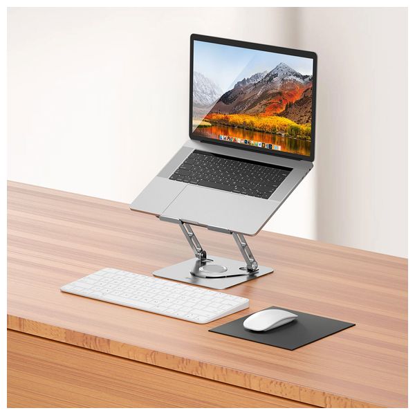  BWOO - Adjustable Metal Laptop Stand - 360° Rotation - Silver 