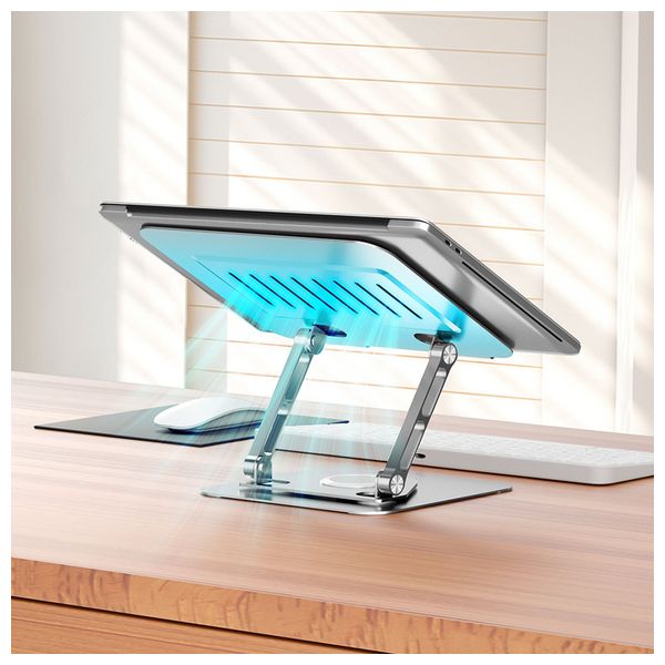  BWOO - Adjustable Metal Laptop Stand - 360° Rotation - Silver 