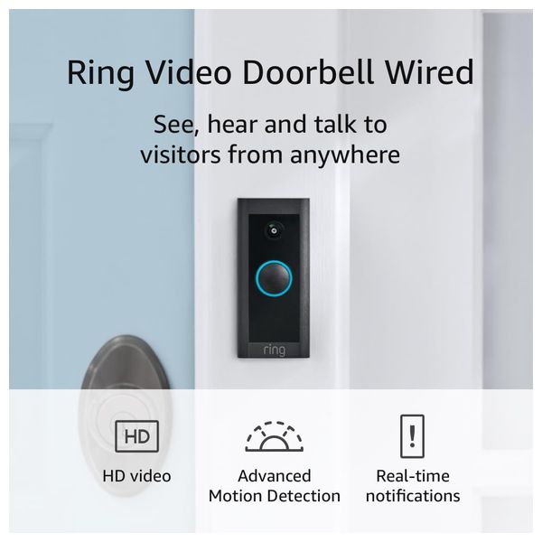  Amazon Ring Video Doorbell Wired - Smart Doorbell - Black 