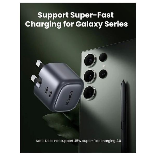 شاحن يوجرين - 45 واط - بمنفذين - Nexode - اسود