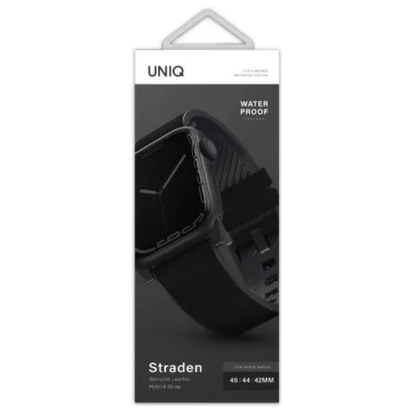 UNIQ STRADEN Leather Waterproof Apple Watch Strap – Apple Watch Strap – Black