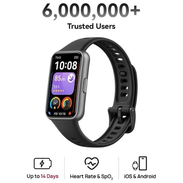  Huawei Band 11 Smart Band - 1.62-inch AMOLED Display - Bluetooth 6 - 5ATM Water Resistant - Black 