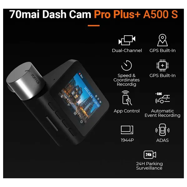 Xiaomi A500S - Dash Cam - Front and Rear Dual Recording - Black