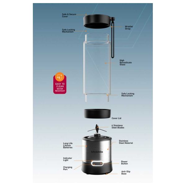  خلاط شخصي موكسيدو فروتيفا - 444 مل - 6 شفرات - FRUTIVA-JUICER-BLENDER - سلفر 