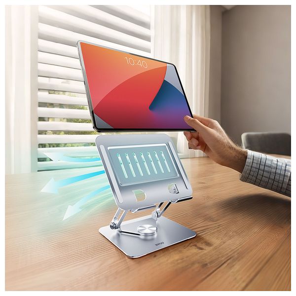  BWOO - Metal Tablet Stand - 360° Rotation - Silver 