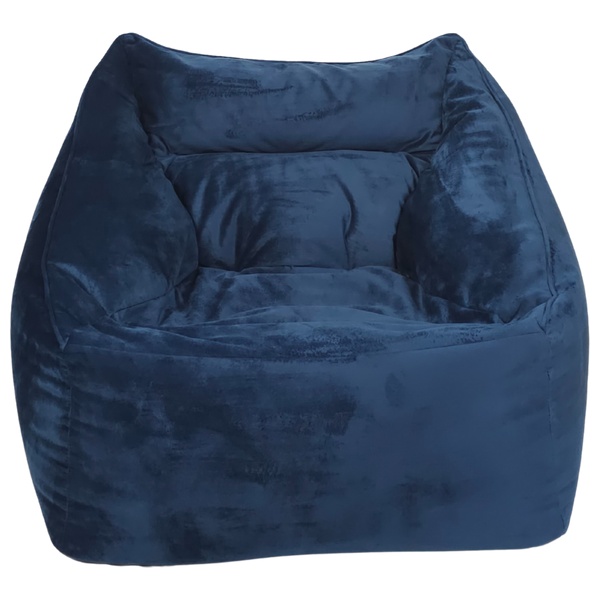  Cozy Oxford  Nova Velvet Lounge Chair Bean Bag Chair - Dark Blue 