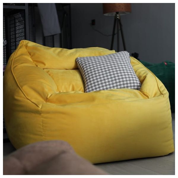  Cozy Oxford Nova Velvet Lounge Chair Bean Bag Chair - Yellow 