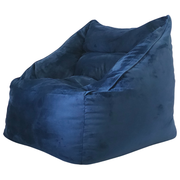  Cozy Oxford  Nova Velvet Lounge Chair Bean Bag Chair - Dark Blue 