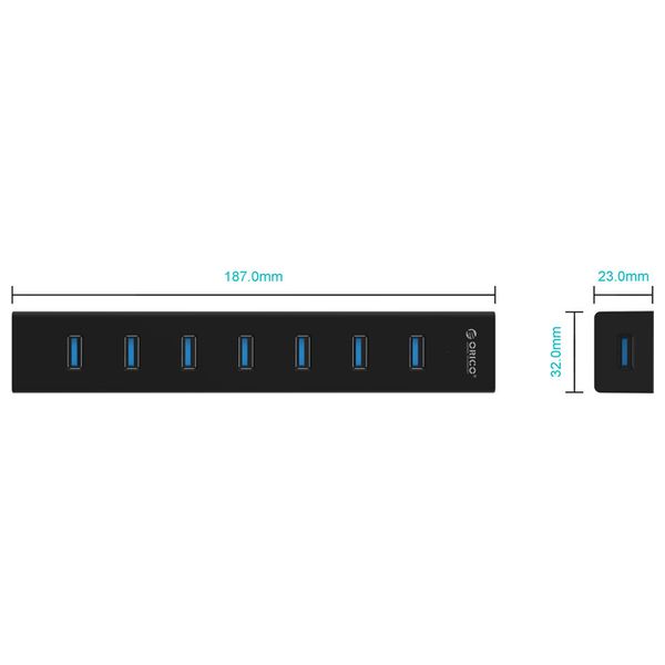  ORICO H7013-U3-V1-BK-BP - USB-C Hub - 7Port - Black 