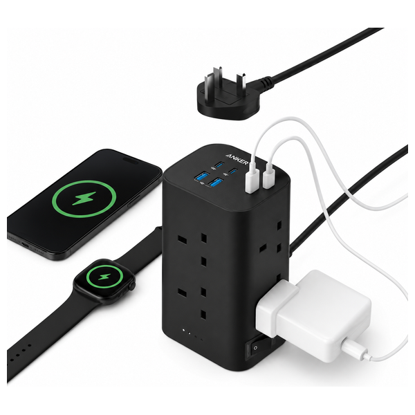  Anker A9125 - Power Strip Tower - 12-in-1 - 20 W - 3 A - Black 