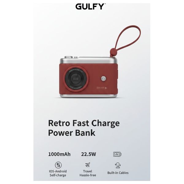  Gulfy G86 Power Bank -10000mAh - 22.5W - Built-in Cable - Red 