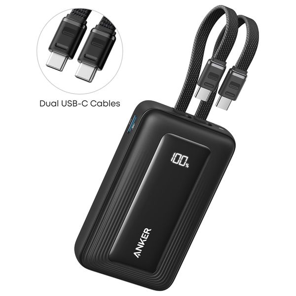  Anker Zolo Power Bank - 10000mAh Capacity - 30W Fast Charging - Compact Design - Black 