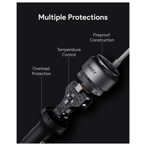  Aukey CC-P2 - Car Charger - 3 Ports - 75W - Gray 