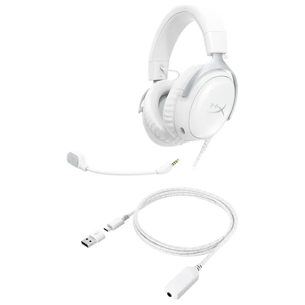  HyperX Cloud III Wired Over Ear Gaming Headset - White 
