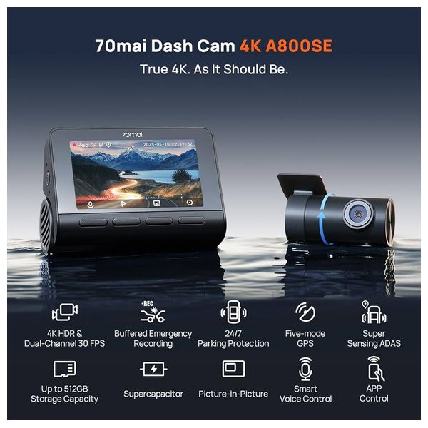  Xiaomi 70mai Dash Cam 4K - 512GB - Black 