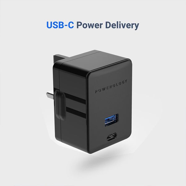 Powerology 7946044829210 - Wall Charger -36W - USB-C - Black