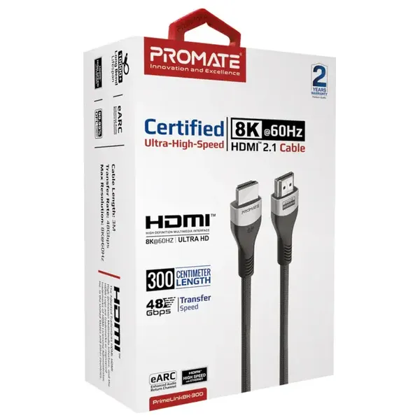  كيبل اج دي ام اي الى اج دي ام اي بروميت - بطول 3 متر - بقوة 60 واط - اسود 