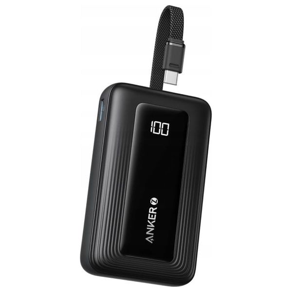  باور بانك أنكر زولو - سعة 10000mAh - شحن سريع 30 واط - كيبل يو اس بي سي - شاشة LED لمستوى البطارية - تصميم مضغوط - أسود 