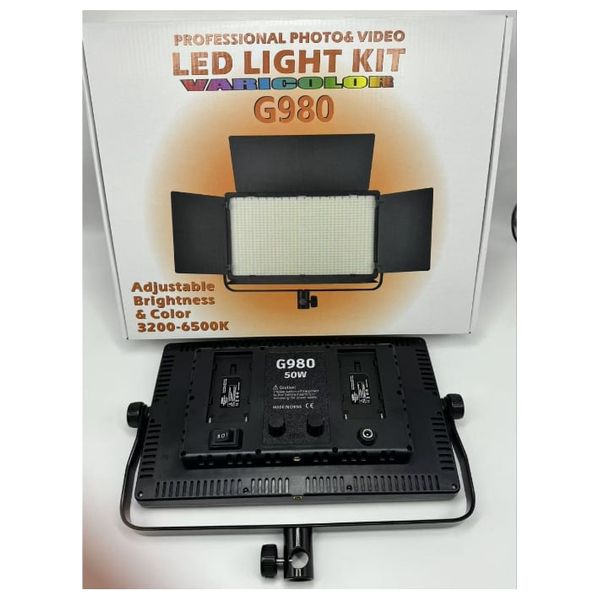  إضاءة تصوير LED احترافية G980 - قدرة 10-50 واط - ثلاث درجات حرارة لونية - أسود 
