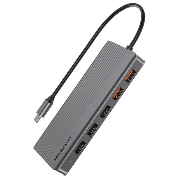 محول باورولوجي 12 في 1 بمنفذ USB-C و HDMI ونوع Type-C – بقدرة 100 واط