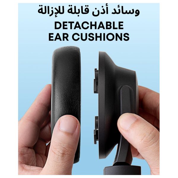  سماعة بلوتوث حول الاذن أنكر ساوندكور Q11i - صوت Hi-Res عبر AUX - مشغلات 40 ملم - تقنية BassUp لتعزيز الجهير - رمادي 