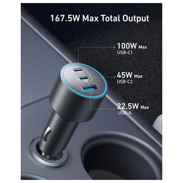  Anker Nano Car Charger - 3 Ports - Black 