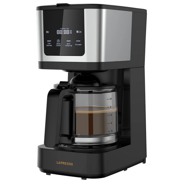 ماكينة تحضير القهوة المقطرة Lepresso - سعة 1.25L - قوة 900W - شاشة لمس مع كوب سفر - أسود