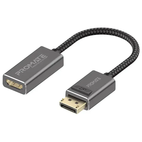  محول بروميت DisplayPort إلى HDMI بدقة 4K - نقل صوت وفيديو عالي الوضوح - رمادي 