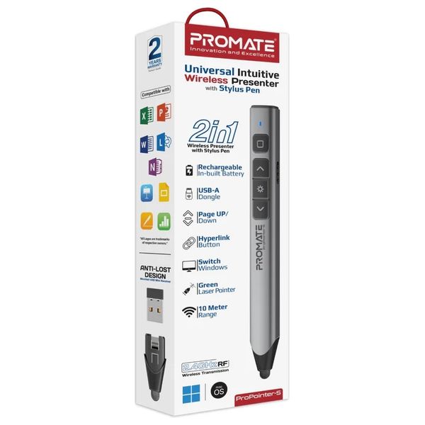 جهاز تحكم عن بُعد لاسلكي للعروض التقديمية بروميت - رصاصي