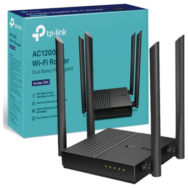  TP-LINK Archer C64 AC1200 - Router - Black 