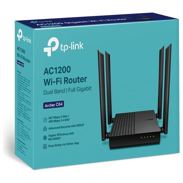  TP-LINK Archer C64 AC1200 - Router - Black 