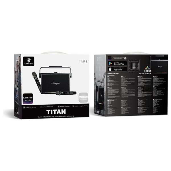  Lenyes Titan 2 - KTV Bluetooth Speaker - 1800mAh - Black 