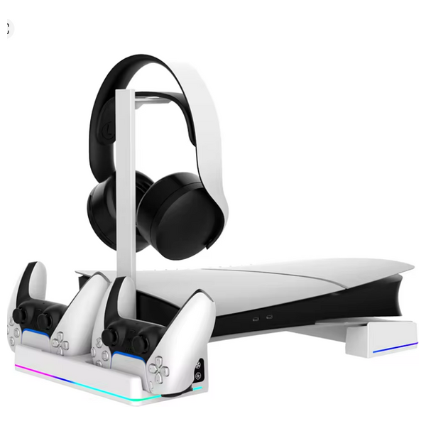 قاعدة تبريد وشحن متعددة الوظائف ايبيكا - لأجهزة بلايستيشن 5/سلم - ابيض - PS5-P5S039