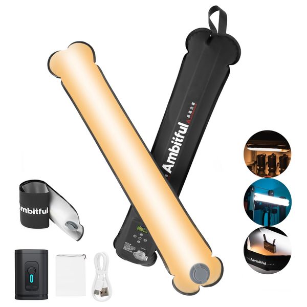  Inflatable Bi-Color LED Light Stick - 2500mAh - 12W - Black 