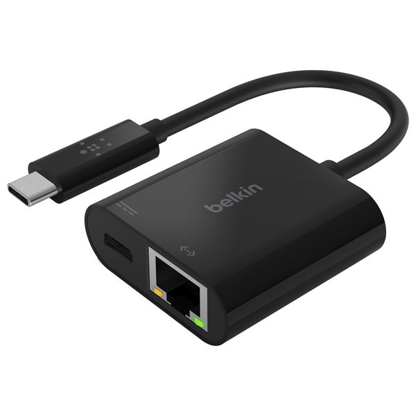  Belkin USB-C to Ethernet Adapter with Phone Charging - 60W - Black 