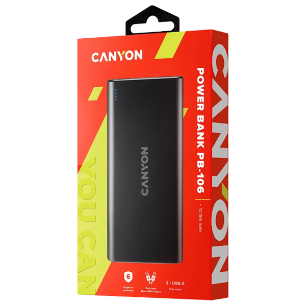  شاحن محمول كانيون - 10000mah  - PB-106 - اسود 