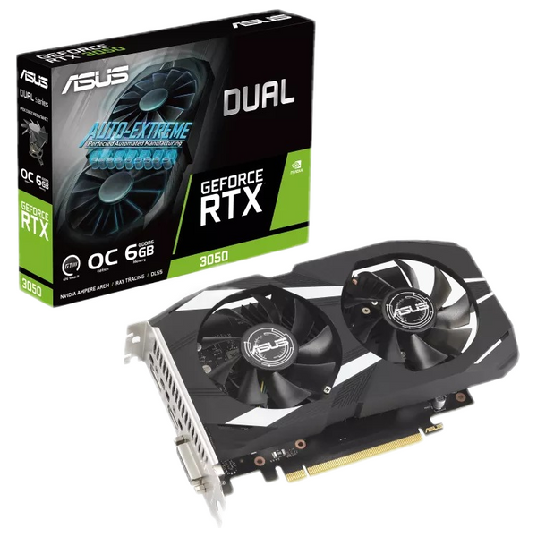 بطاقة رسومات اسوس - GeForce RTX 3050 - ثنائية النواة 6GB GDDR6 96bit مع منافذ DP/HDMI - اسود