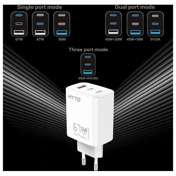  HYTO Charger - 3 Ports - 67W - White 