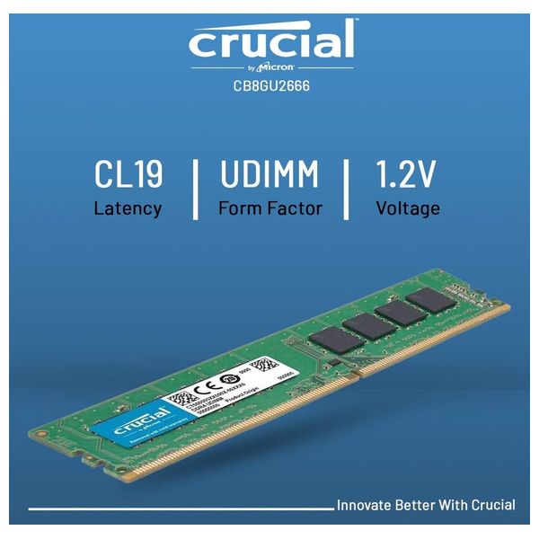  Crucial CB8GU2666 8GB DDR4 2666MHz Desktop Memory - Black 