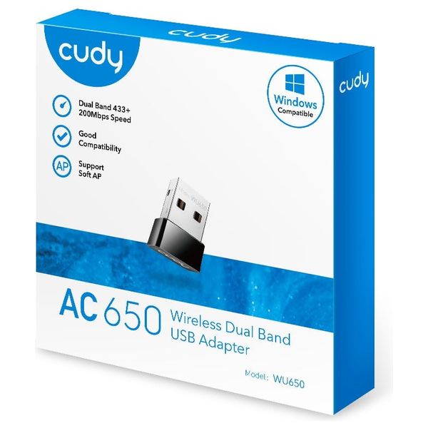  Cudy USB Wireless Adapter - AC650 - Black 