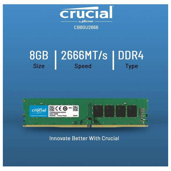  Crucial CB8GU2666 8GB DDR4 2666MHz Desktop Memory - Black 