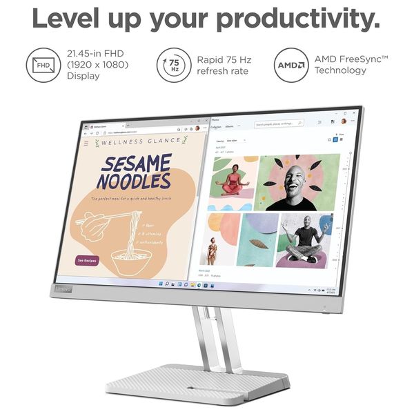  شاشة العاب لينوفو 21.45 انج فئة L22e 40 - سرعة الاستجابة 4ملي ثانية - 75هيرتز - FHD - ابيض 