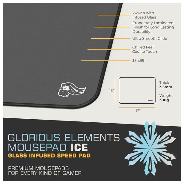  Glorious GLO-MP-ELEM-ICE - Mouse Pad - Black 