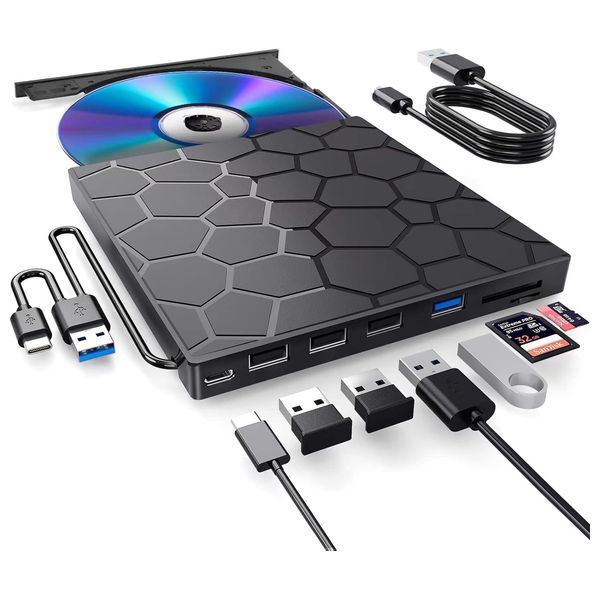 بدون ماركة 8 في 1 أسود محرك أقراص دي في دي خارجي USB 3.0 للابتوب / سطح المكتب / ماك بوك