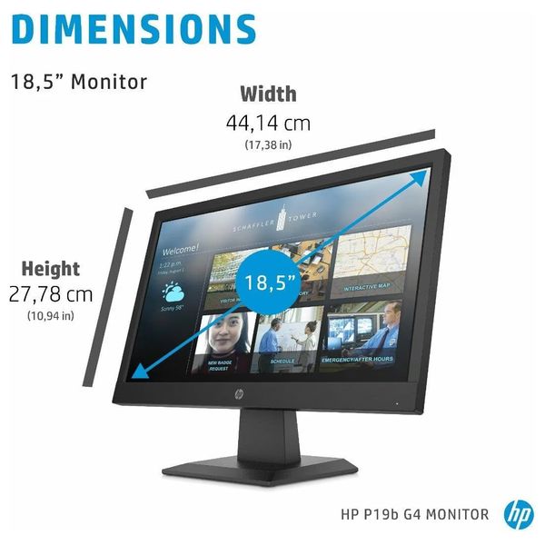  شاشة حاسبة اتش بي 18.5-انج فئة P19B - سرعة الاستجابة 5 ملي ثانية - 60 هيرتز - HD 