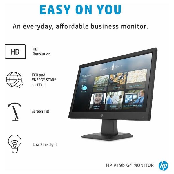  شاشة حاسبة اتش بي 18.5-انج فئة P19B - سرعة الاستجابة 5 ملي ثانية - 60 هيرتز - HD 