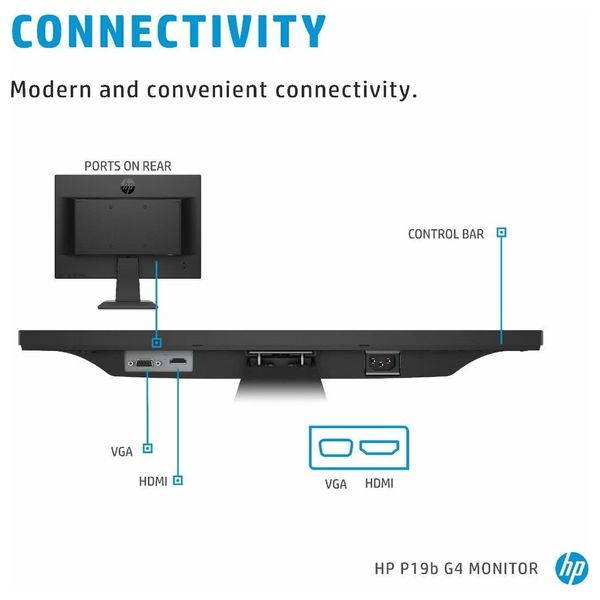  شاشة حاسبة اتش بي 18.5-انج فئة P19B - سرعة الاستجابة 5 ملي ثانية - 60 هيرتز - HD 