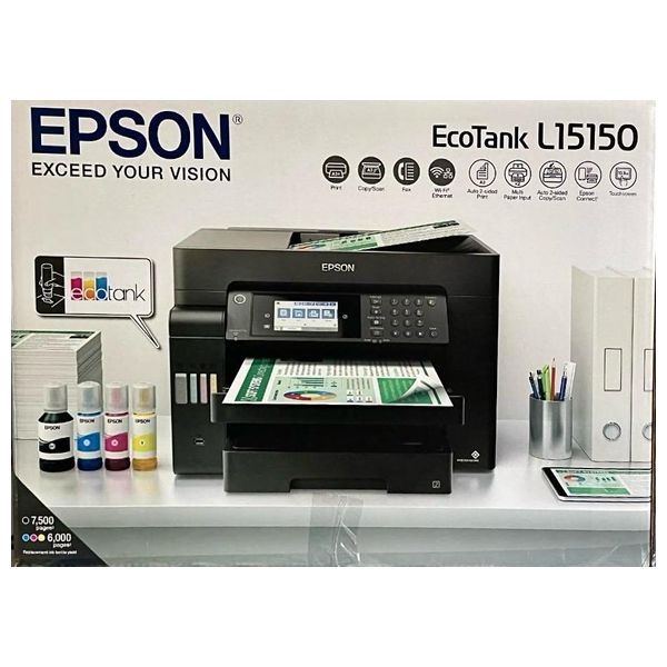  Epson L15150 -  All-in-One Color Inkjet Printer - Automatic Document Feeder (ADF) - Automatic Duplex Printing - Wi-Fi - Black 