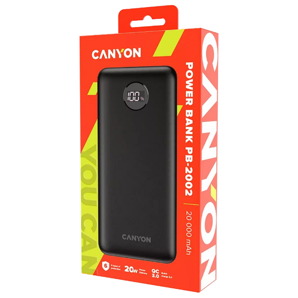  شاحن محمول كانيون - PB-2002 - 20000mah - اسود 