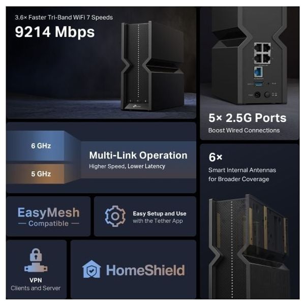  TP-Link  BE550 - WiFi Range Extender - Black 